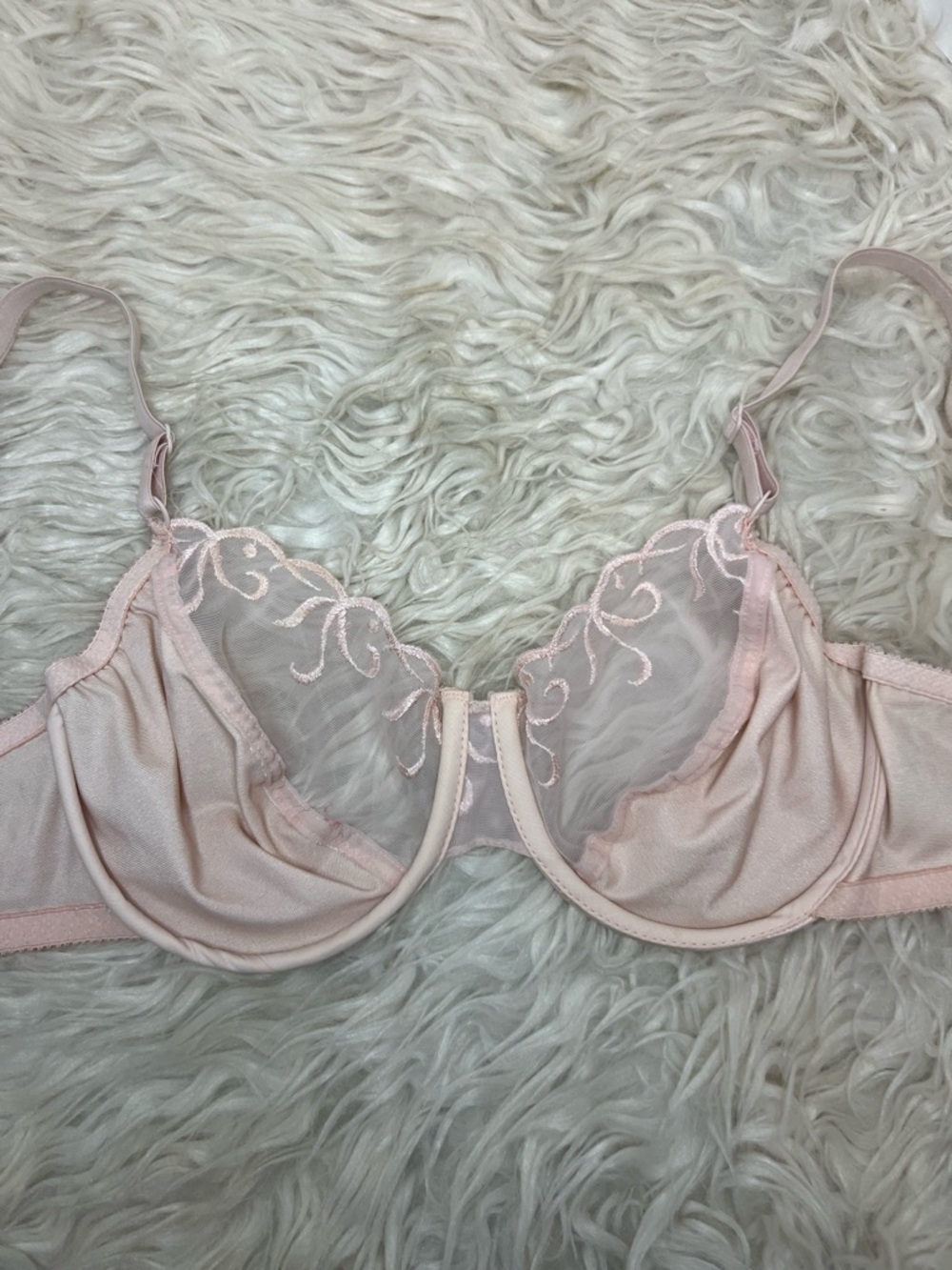 Victoria's Secret Pale Pink Satin & Sheer Embroidered Underwire Bra - Picture 3 of 6